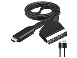 Conversor Pritel Scart para Hdmi com Cabo Hdmi. Compatível Tvs Full Hd 720p/1080p, Dvds, Vhs e Videocassetes. AQUAFORGE