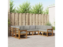 Vidaxl Conjunto De Sofás Para Exterior 9 Unid. Cinza Natural E Claro