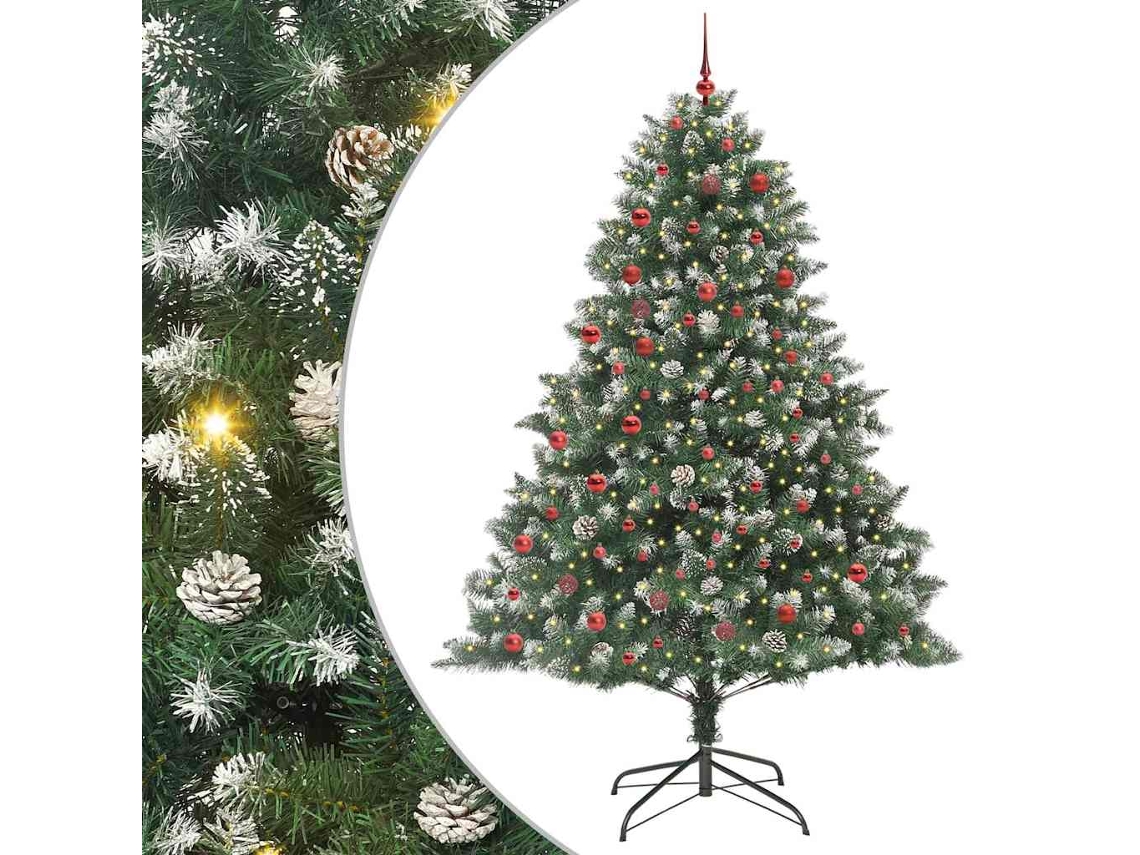Vidaxl Árvore De Natal Artificial Verde 210 Cm Pvc, Plástico E Aço