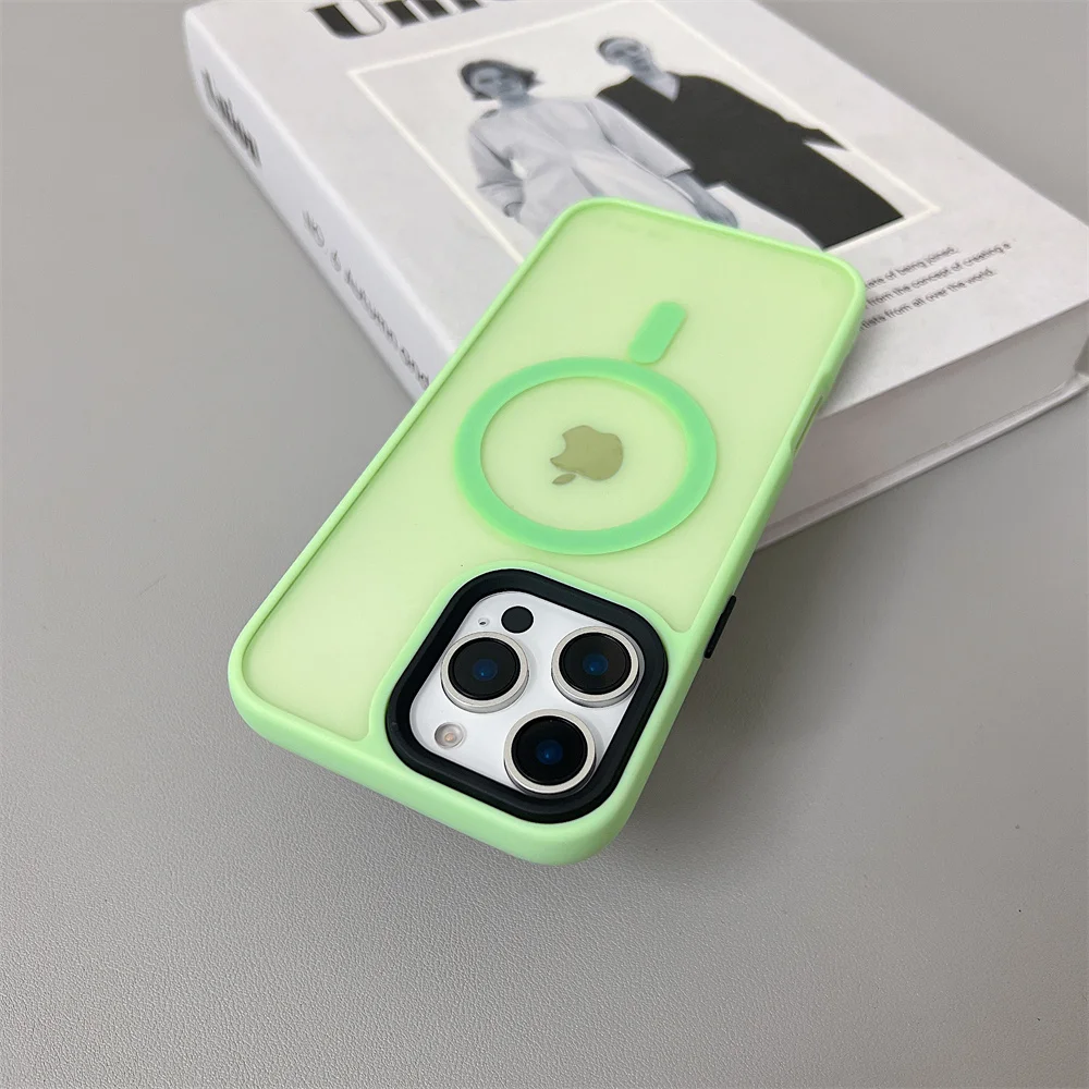 (iphone 12, Verde Claro) Capa Magsafe Com Carregamento Sem Fio Magnético Para Iphone, Com Acabamento Fosco.