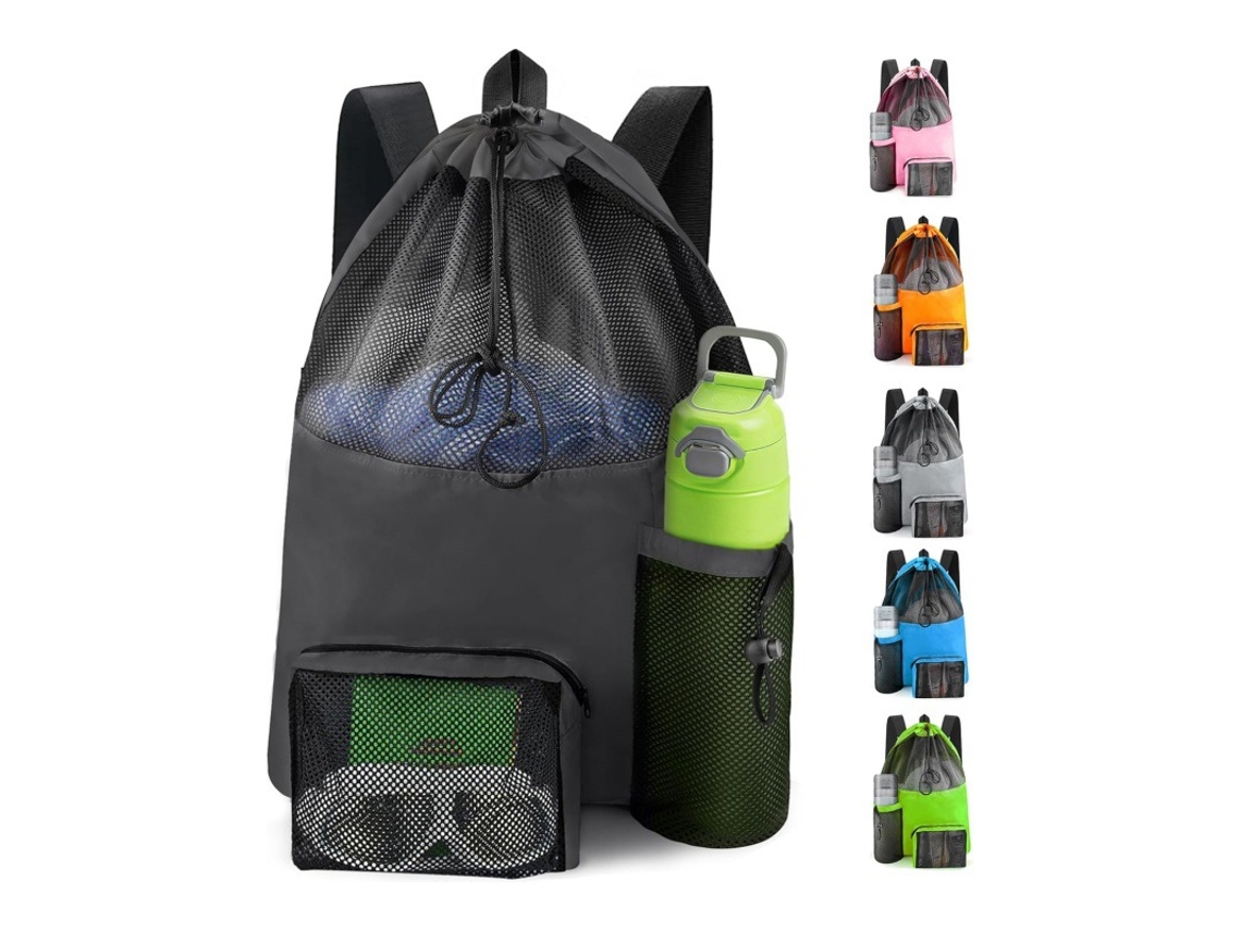 Saco De Praia Em Tela Para Fato De Banho, Unissexo, Mochila Grande Com Cordão Para Equipamento De Natação Na Piscina.