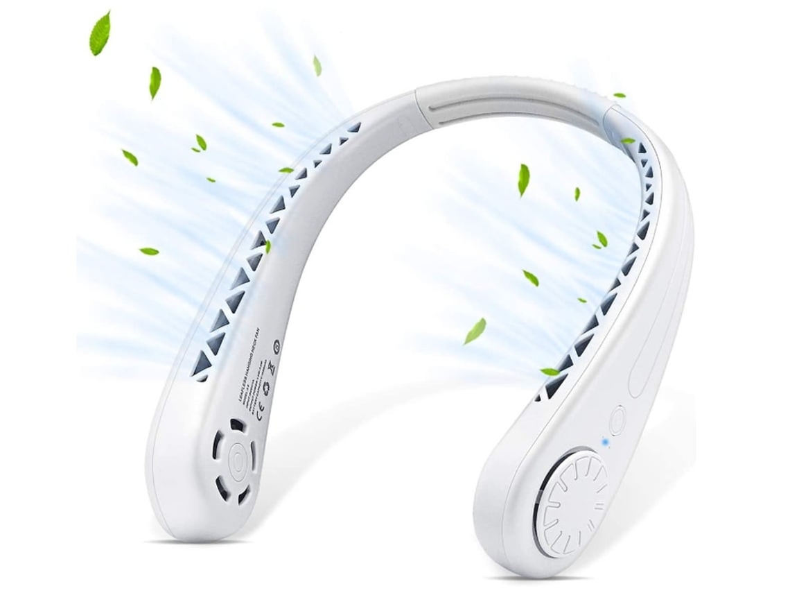 Ventilador De Pescoço Portátil, O Ventilador De Pescoço Sem Folhas Perfect Para Ventilador Pessoal, Branco Yizhood