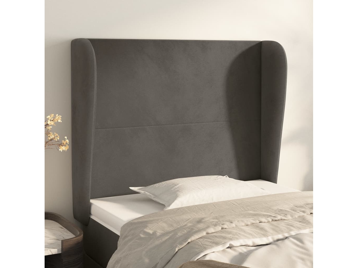 Vidaxl Cabeceira Cama C/ Abas Veludo 103x23x118/128 Cm Cinzento-escuro