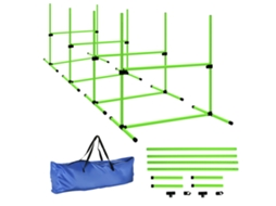 Set 4 Obstáculos Agility Ajustável Altura com Saco Transporte 99x65x94cm Verde S/MARCA