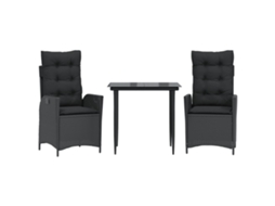 Garden Dining Set, Garden Dining Sets Vidaxl Preto Rattan / Vime (80 X 80 X 74 Cm)