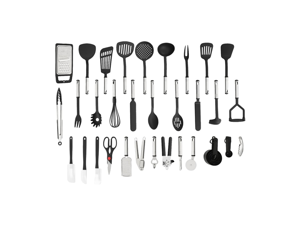 Conjunto De Utensílios De Cozinha, 40 Peças, Durável E Resistente Ao Calor, Preto