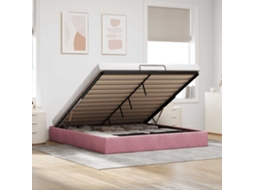 Cama De Casal | Camas Para Quarto | Estrutura De Cama Otomana Sem Colchão 180x200 Cm Veludo Rosa