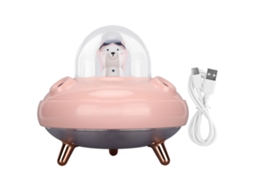 Umidificador Mali Mini Ufo 400ml, Neblina Fina, USB, Rosa