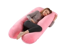 Almofada De Gravidez Em Formato De U Almofada De Apoio Lombar Para Quem Dorme De Lado Rosa/125x72cm