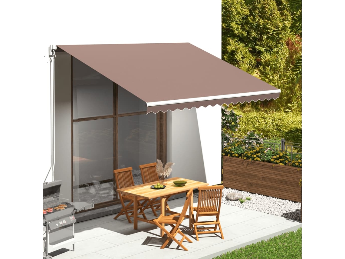 Vidaxl Tecido De Substituição Para Toldo Castanho 4x3 M Poliéster