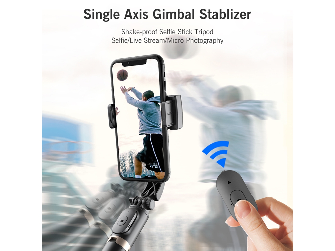 Bastões de selfie com tripé e estabilizadores gimbal para iPhone e smartphones.