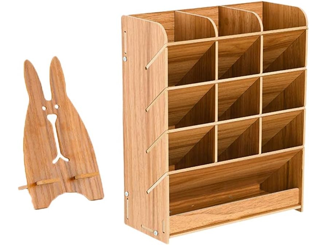 Organizador De Mesa Multifuncional De Madeira, Porta Canetas, Caixa Organizadora Para Artigos De Esc Gokoco