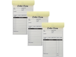 3 Peças Carnet De Commandes À Deux Feuillets, Papel Branco