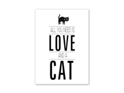 Quadro decorativo de um gato carinhoso, com frases inspiradoras em inglês, adequado para diversos ambientes, como mesas de trabalho e quartos.