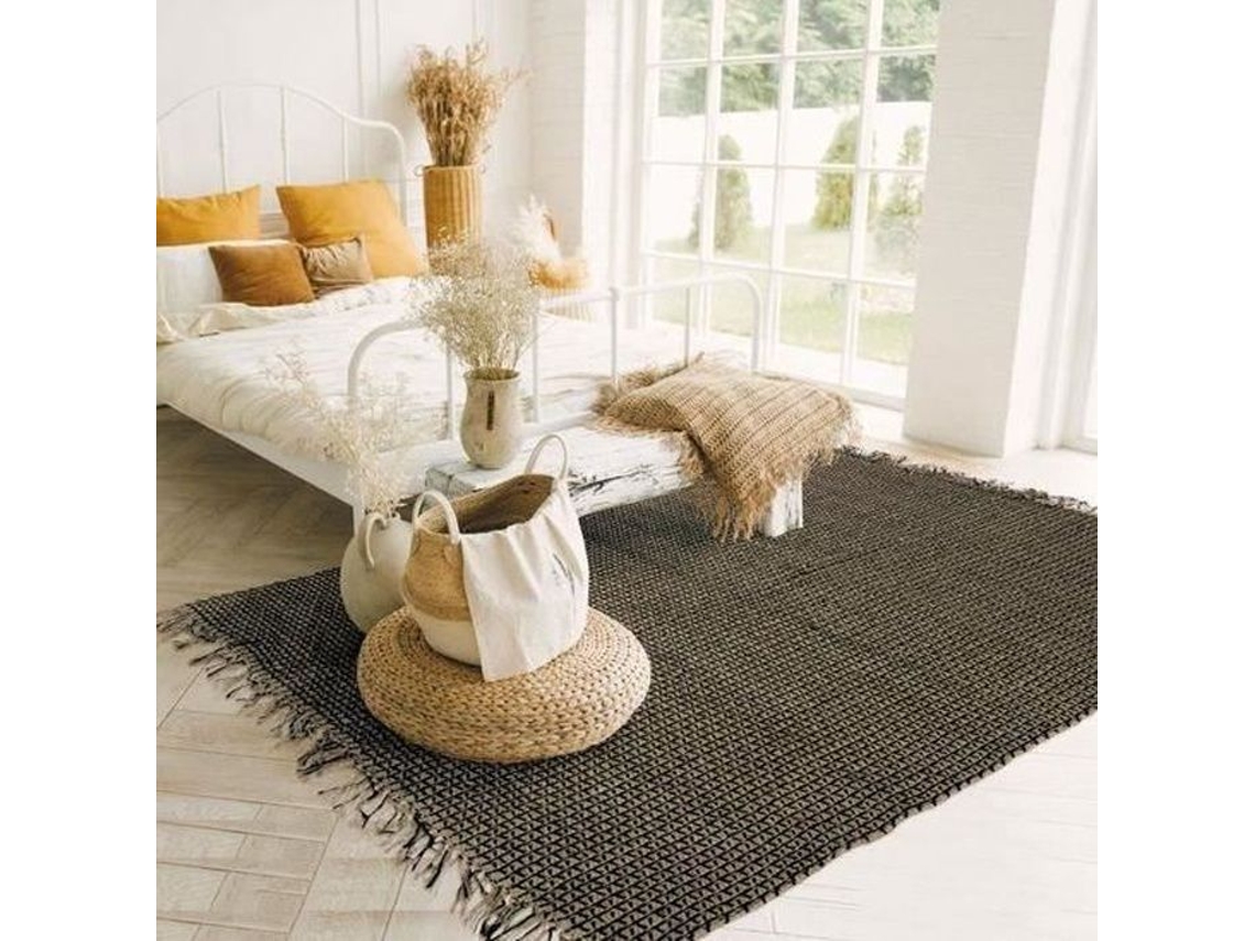 Tapete - A Fábrica De Decoração - Juta Indi - 160x230 Cm - Preto - 80% Juta/20% Algodão