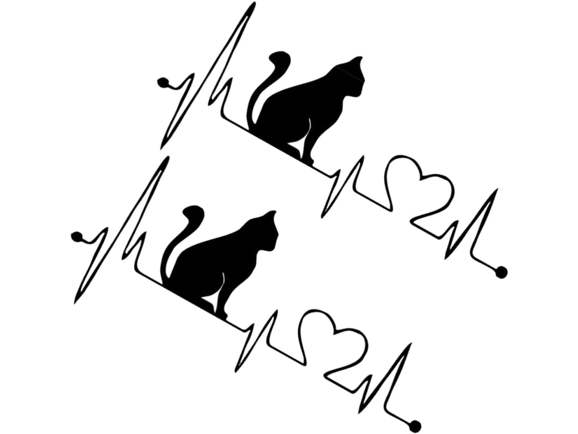 Adesivos para carro com gatinhos fofinhos, 2 unidades, PVC preto, fáceis de remover.