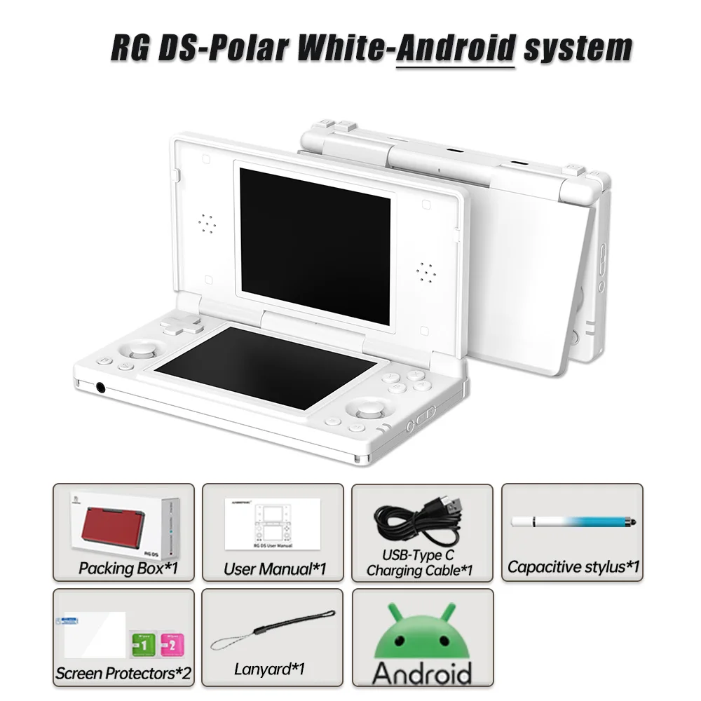 Sem Cartão de Jogobranco Polarconsola de Jogos Retro Rg Ds Ecrã Ips de 4 Polegadas com Flip Rgds MDUG