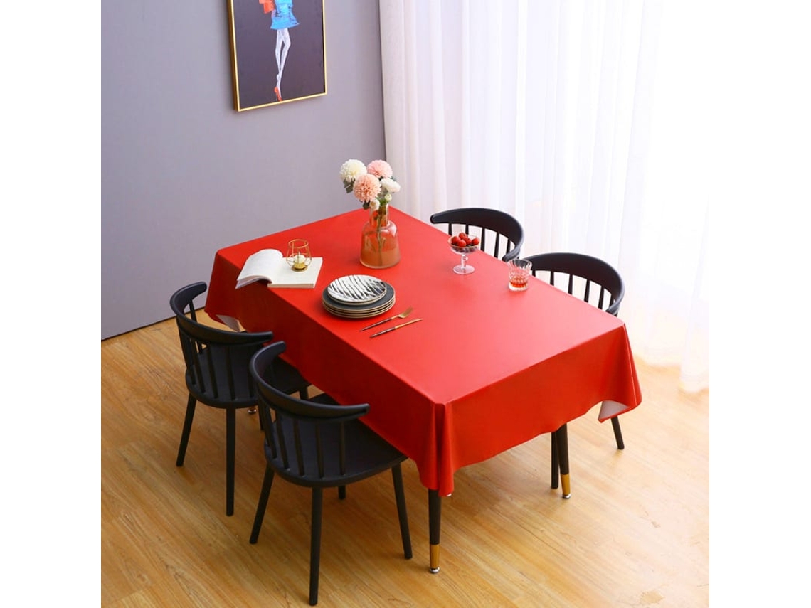 Mantel Retangular De Pvc De Cor Solida, Resistente À Água E Óleo, 60x84 Polegadas, Para Mesa De Jantar, Festa E Acampamento, Vermelho