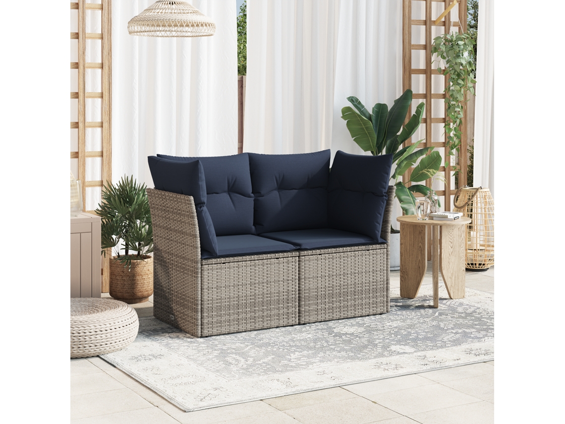 Vidaxl | Sofá De Jardim | Com Almofada Cinzeto 124 X 62 X 69 Cm Vime Pe