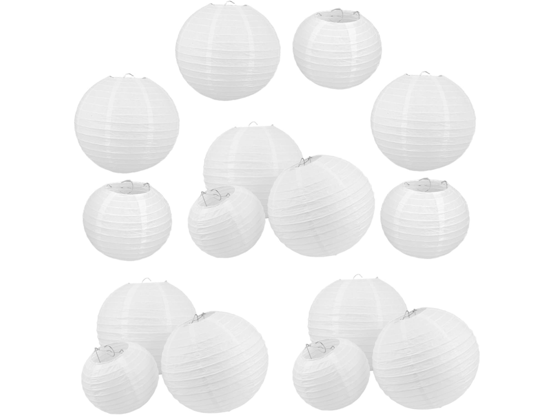 Conjunto De 15 Lanternas Decorativas Para Casamento, Lanternas Redondas Suspensas Com Cúpulas De Pap Gokoco