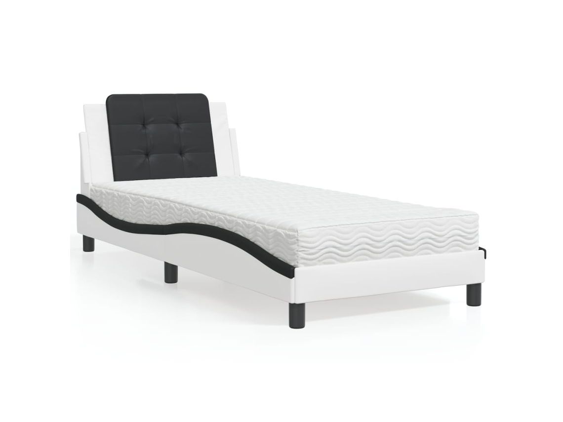 Vidaxl Estrutura De Cama Sem Colchão Zadar 80x200 Cm Couro Artificial Branco E Preto