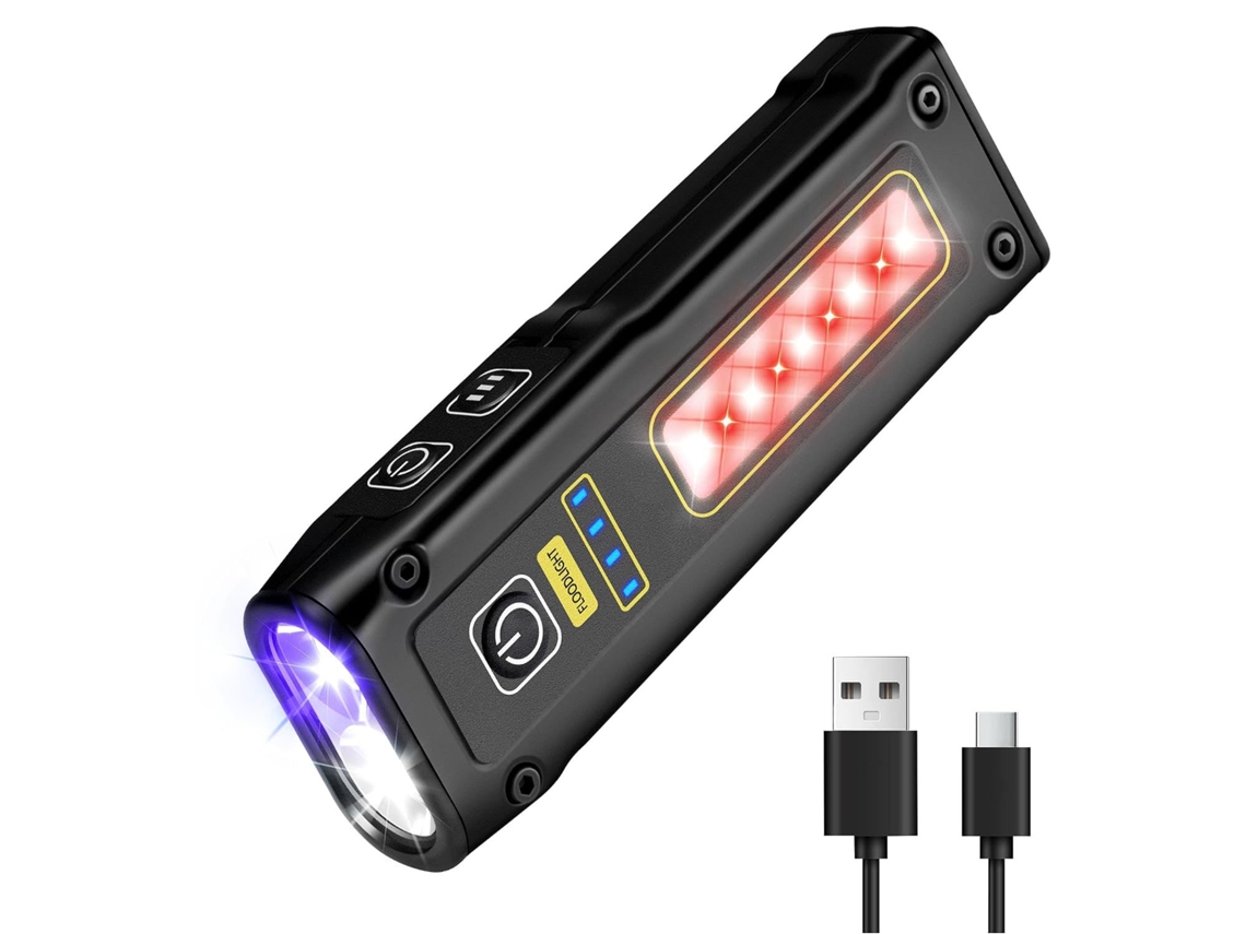 Lanterna Uv Recarregável Usb-c De 395 Nm Com Cob Magnético, Luz Branca E Vermelha (preta)