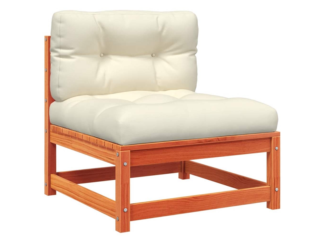 Maison Exclusive - Sofá Jardim S/ Braços C/ Almofadões Pinus Maciço Marrom Cera