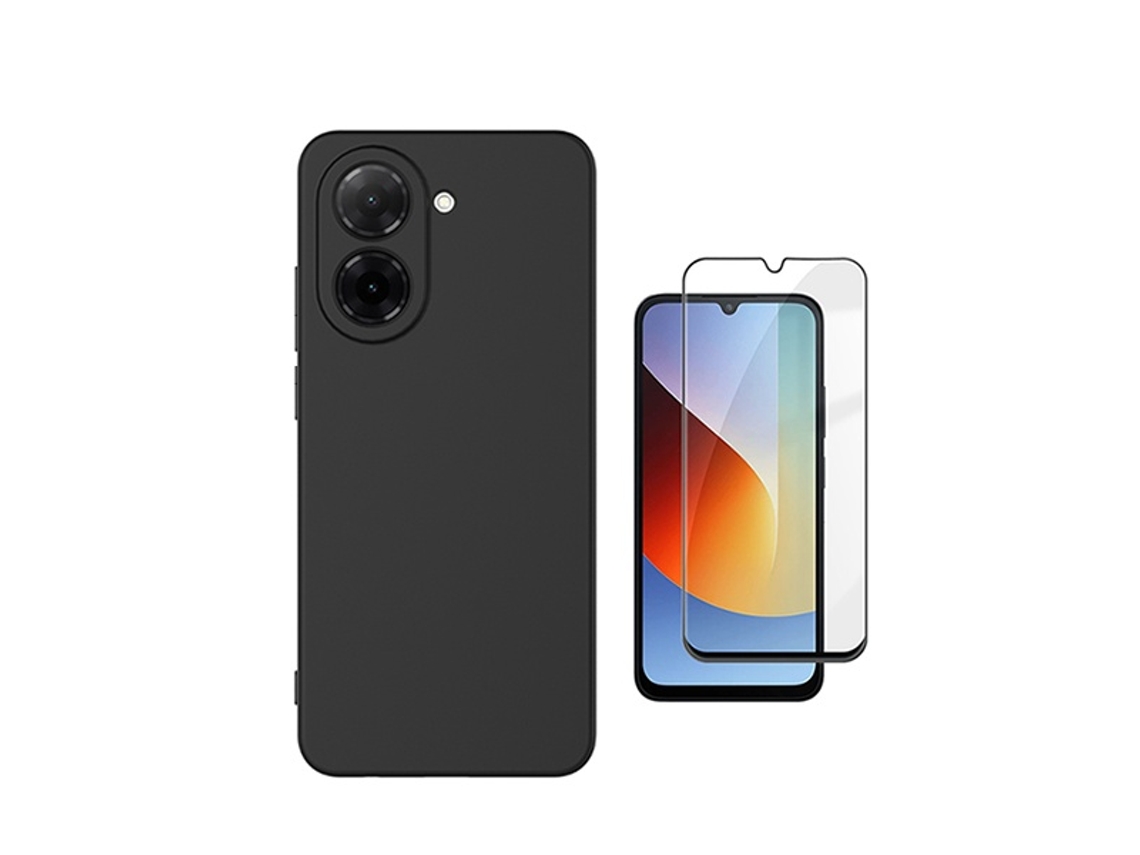 Kit Vidro Temperado Capa Silicone Líquido Phonecare Para Xiaomi Redmi A7 - Preto