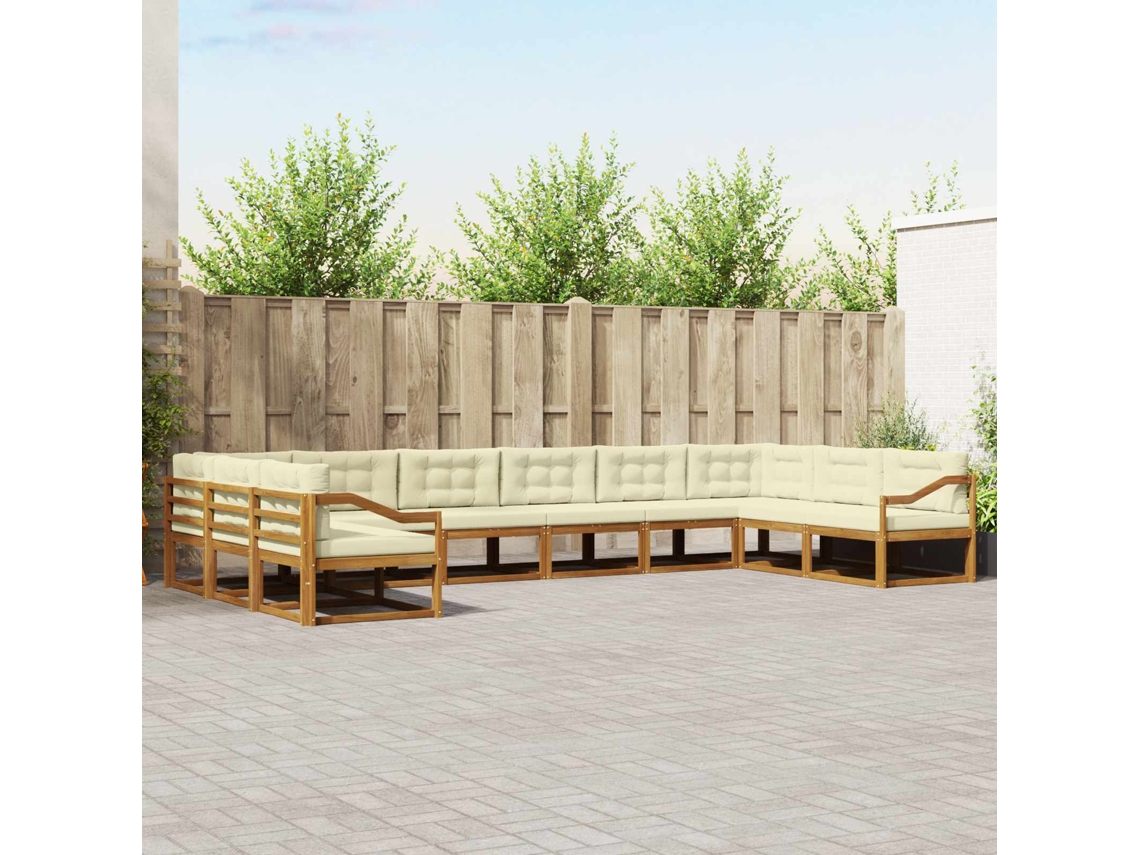 Vidaxl Conjunto De Sofás Para Exterior 10 Unid. Natural E Creme