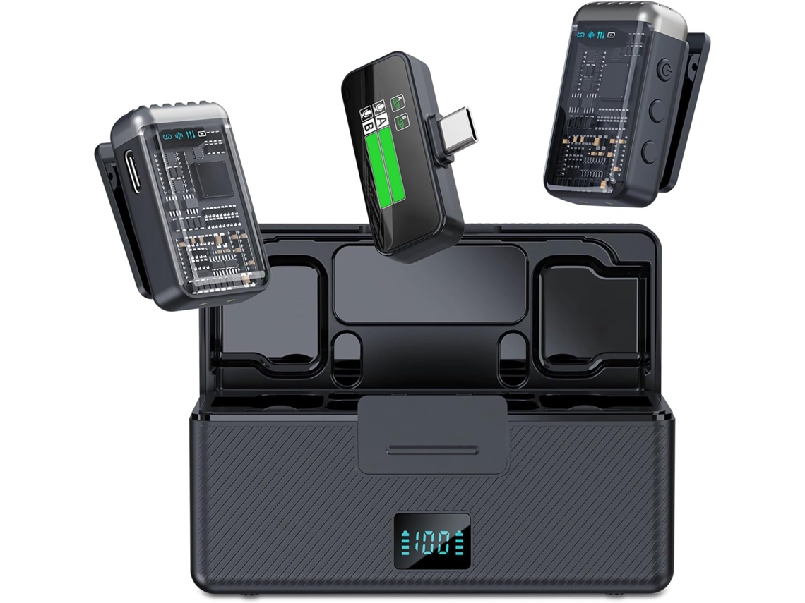 Microfone De Lapela Sem Fio Modelo Mais Recente 2025 Para Iphone Microfone Bt Fight Tipo C E Mini Android Com Iluminação Inala Aquaforge