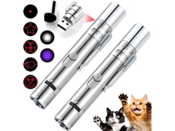 Brinquedo Interativo para Gatos ZRUXE 7 em 1 Recarregável Usb com Luz Led Laser Prateado Ideal para Gatos de Interior 2 Unidades