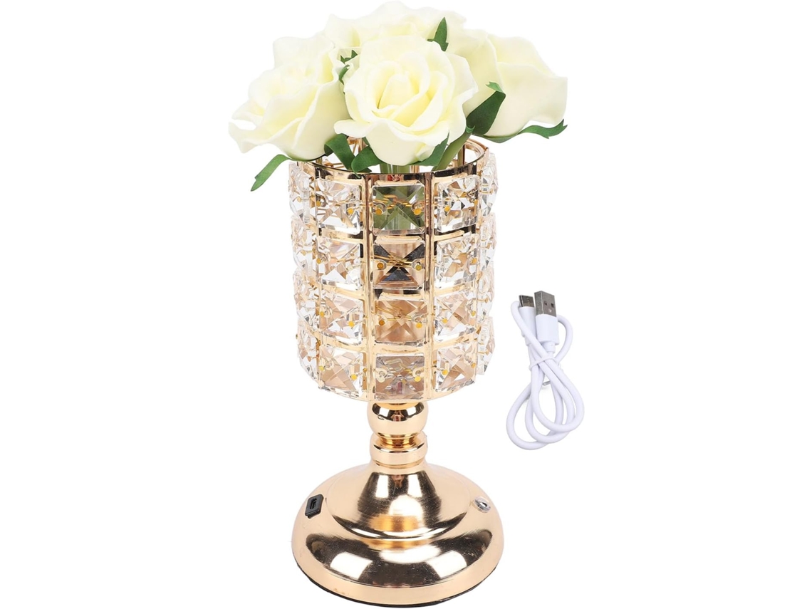 Abajur De Mesa Em Formato Rosa Com Cúpula Flor Artificial, Recarregável, Com Controle Por Toque, Sem Fio, Com Regulagem