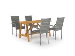 Vidaxl 5 Pcs Conjunto De Jantar Para Jardim Cinzento