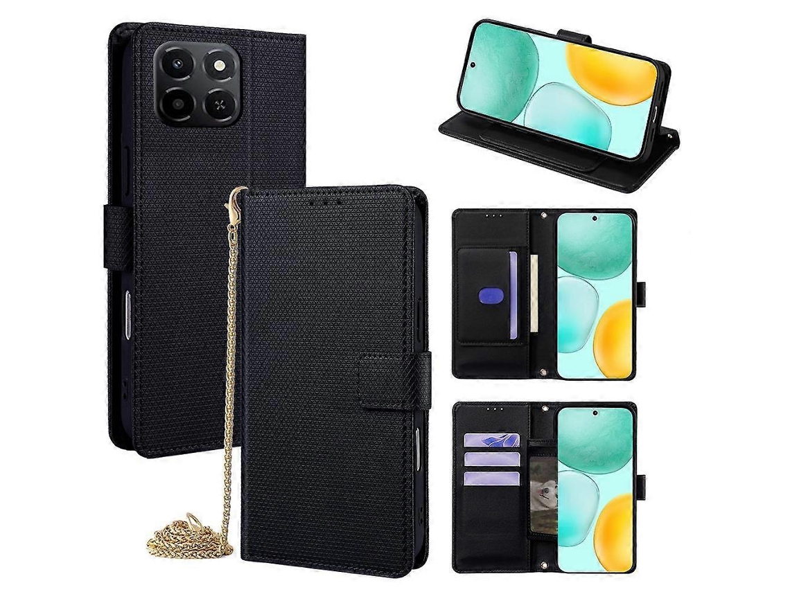 Capa De Celular Triangular Em Couro Com Alça Transversal Para Honor X70 5g