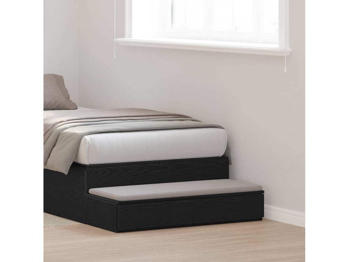 Vidaxl Gavetas De Cama Carvalho Preto 75 X 36,5 X 16,5 Cm
