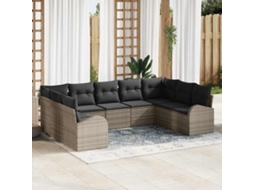 Vidaxl Conjunto De Sofá De Jardim 9 Unid. Cinzeto Vime Pe