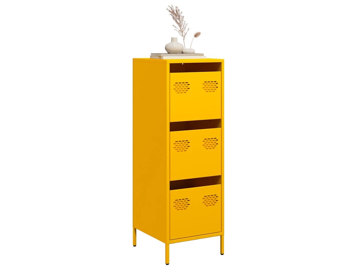 Vidaxl Aparador Alto 39x35x103,5 Cm Aço Amarelo Mostarda