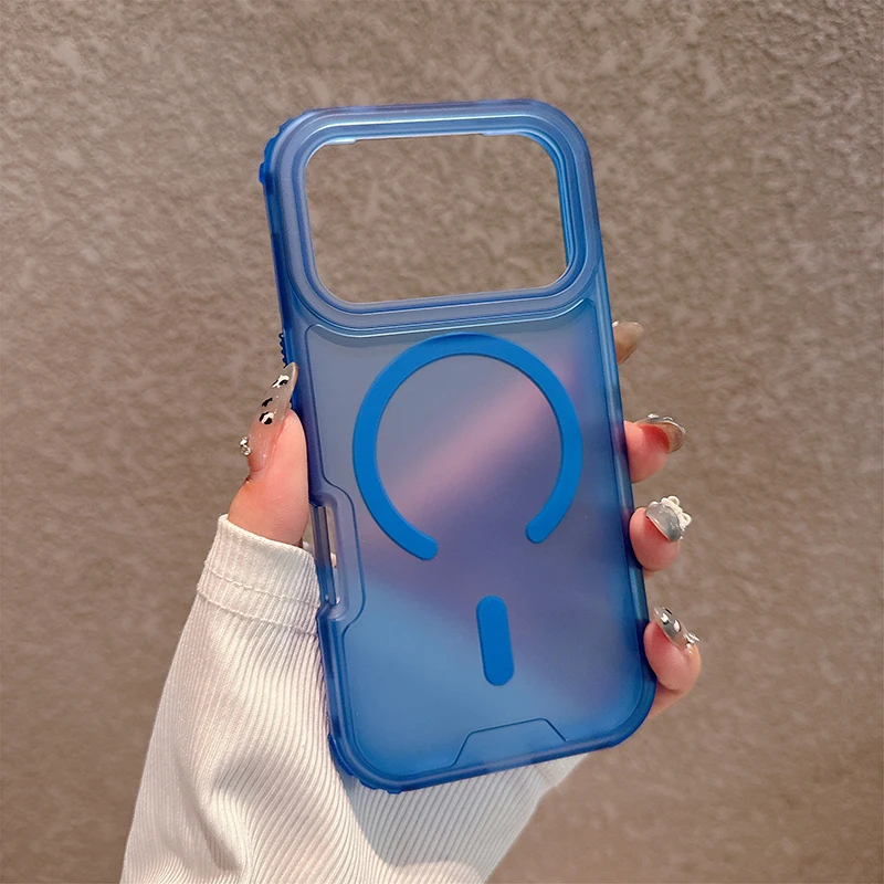 Capa Transparente Para Celular Com Carregamento Sem Fio Magnético (azul 12pro), Resistente A Impactos, 3 Em 1.
