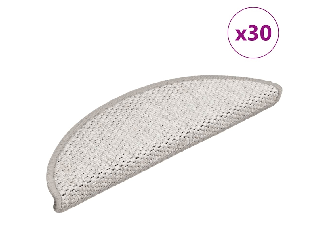 Vidaxl Tapetes Escada Adesivos Aspeto Sisal 30 Pcs 56x17x3cm Platina