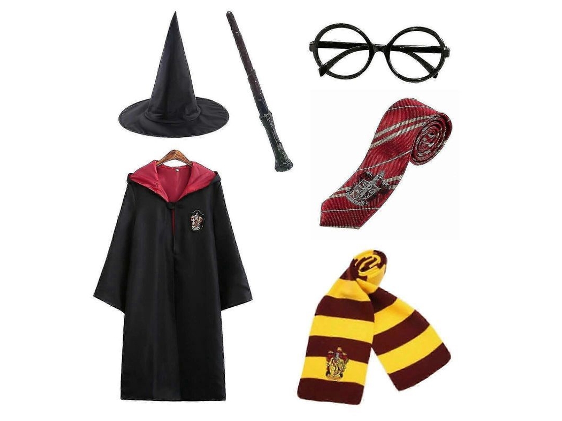 Traje De Bruxo Harry Potter Com Capa E Acessórios Para Festas E Eventos Temáticos Vermelho
