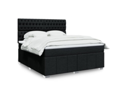 Vidaxl Cama Com Molas/colchão 180x200 Cm Tecido Preto