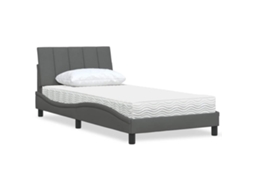 Vidaxl Cama Com Colchão Hanko 100x200 Cm Tecido Cinzento-escuro