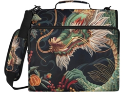 Pasta Green Dragon Estilo Floral Clássico Com Fecho De 3-argolas, Impermeável, Ideal Escola E Trabalho