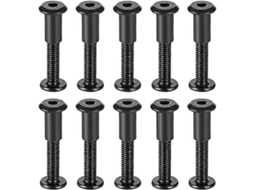 10 Parafusos de Aço Carbono M6 X 40mm, Diâmetro 8mm, Porca 8x15mm, Preto, para Artesanato e Conexões