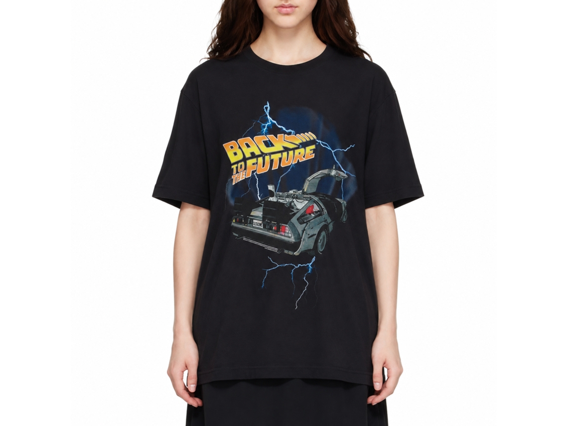 Rockinstone Back To The Future Movie Lightning Car Black Adult T-shirt Size:xxxl