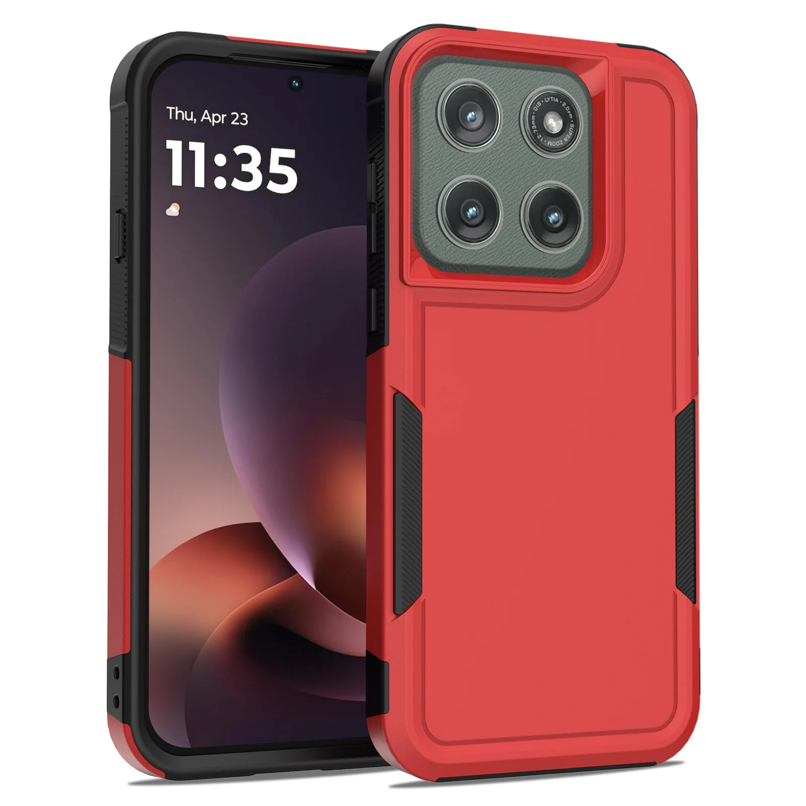 (vermelho, Motorola Razr 2024) Capa De Celular 2 Em 1, Resistente E Reforçada, Em Pctpu, Com Proteção Contra Impactos.