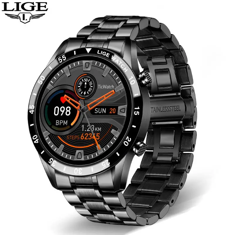 Relógio Inteligente Full Round Touch Screen Bluetooth Chamada À Prova D'água Esportes Fitness