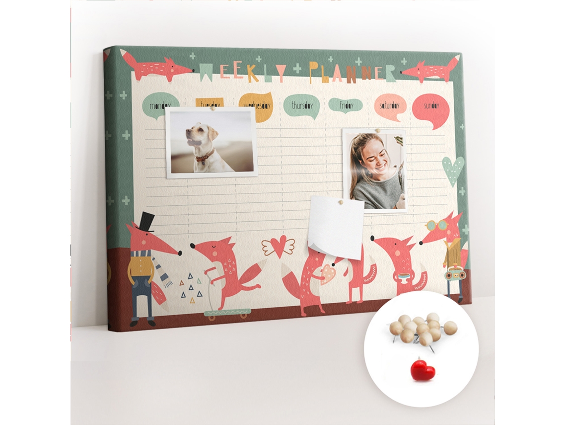 Painel De Cortiça Para Parede Planeador Semanal Infantil Para O Quarto Das Crianças Espelharte (60x40 Cm)