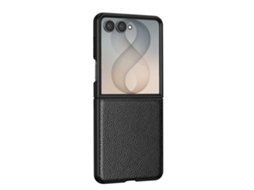 Capa Para Galaxy Z Flip 8 Dobrável Efeito Couro Granulado Câmara Elevada