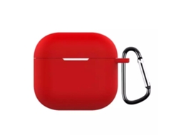 Capa Zruxe Para Apple Airpods 4 Silicone Macio Vermelho (breloc Metálico, Carregamento Sem Fios)